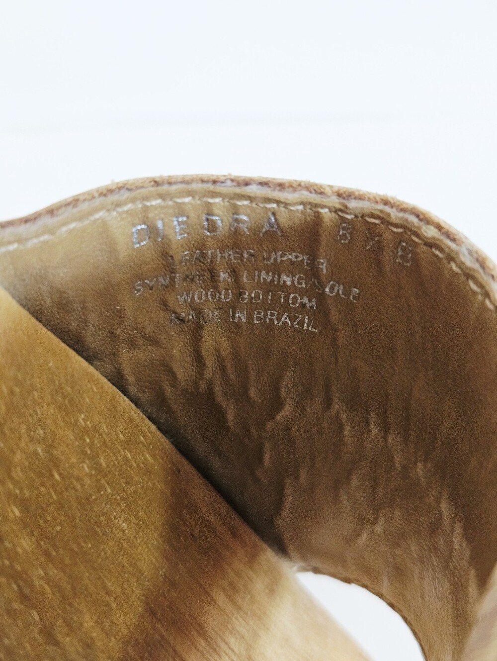 Vintage l.e.i. Wooden Diedra Platform Patchwork Leather Slip On Mule Sandals 8.5 - Picture 16 of 16